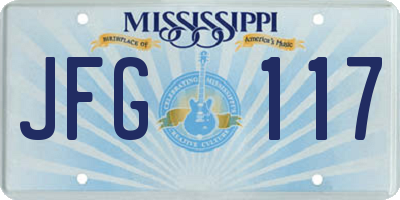MS license plate JFG117