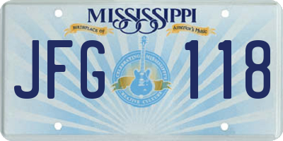 MS license plate JFG118