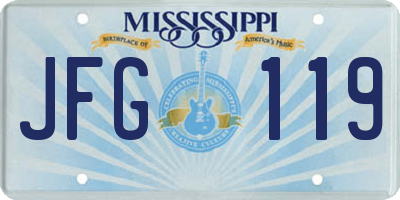 MS license plate JFG119