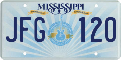 MS license plate JFG120