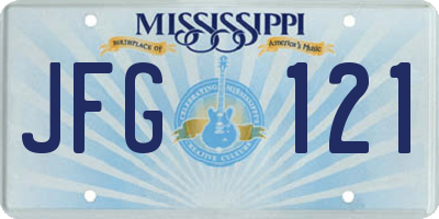 MS license plate JFG121