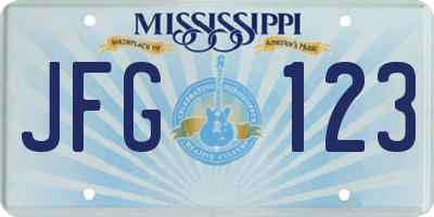 MS license plate JFG123