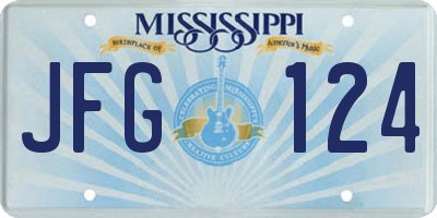 MS license plate JFG124