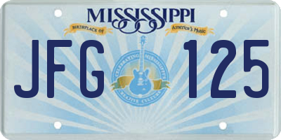 MS license plate JFG125