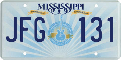MS license plate JFG131