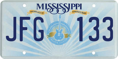MS license plate JFG133