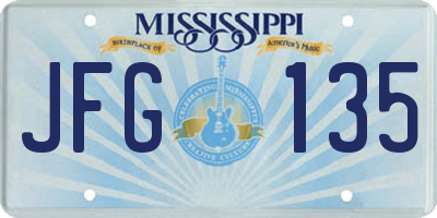 MS license plate JFG135