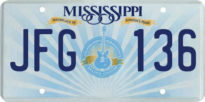 MS license plate JFG136