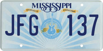 MS license plate JFG137