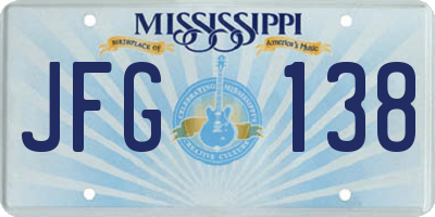 MS license plate JFG138