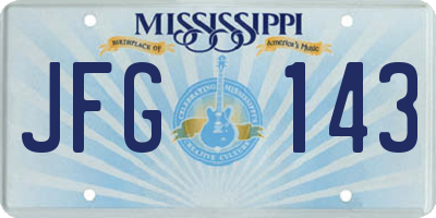 MS license plate JFG143