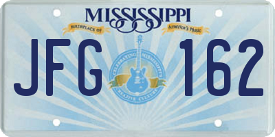 MS license plate JFG162