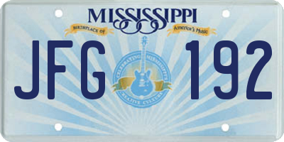 MS license plate JFG192