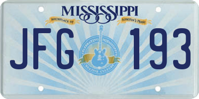 MS license plate JFG193