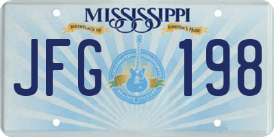 MS license plate JFG198