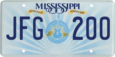 MS license plate JFG200