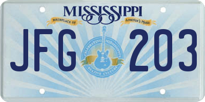 MS license plate JFG203