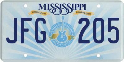 MS license plate JFG205