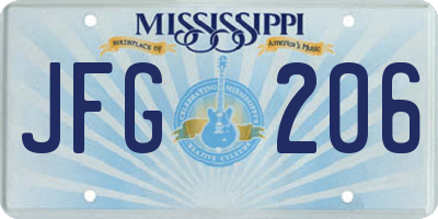 MS license plate JFG206