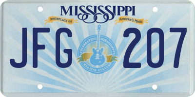 MS license plate JFG207