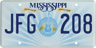 MS license plate JFG208