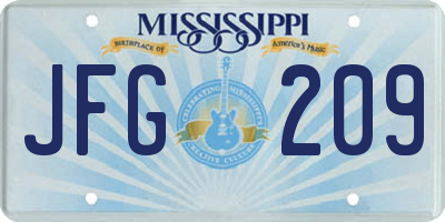 MS license plate JFG209