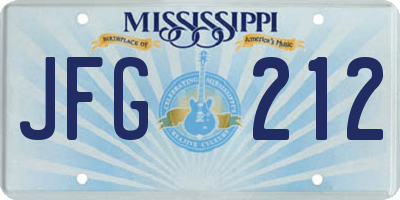 MS license plate JFG212