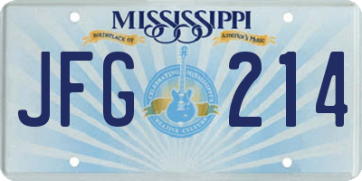 MS license plate JFG214