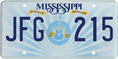 MS license plate JFG215