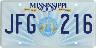 MS license plate JFG216