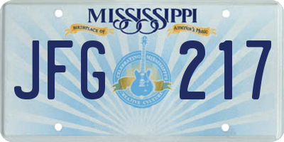 MS license plate JFG217