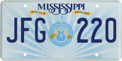 MS license plate JFG220