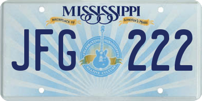 MS license plate JFG222