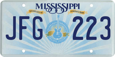 MS license plate JFG223