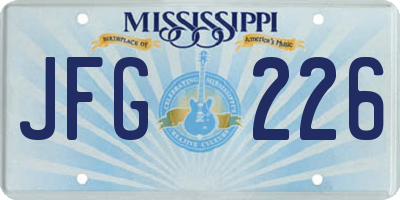 MS license plate JFG226