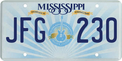 MS license plate JFG230