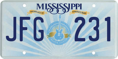 MS license plate JFG231