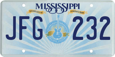 MS license plate JFG232