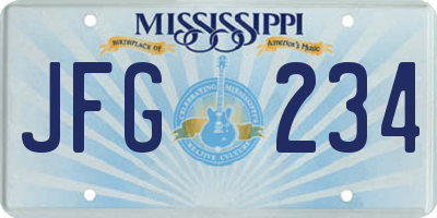 MS license plate JFG234