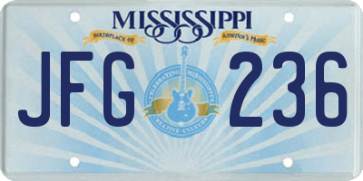 MS license plate JFG236