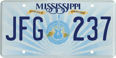 MS license plate JFG237