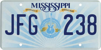 MS license plate JFG238