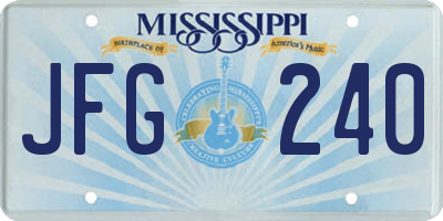 MS license plate JFG240