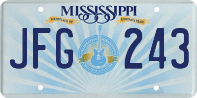 MS license plate JFG243