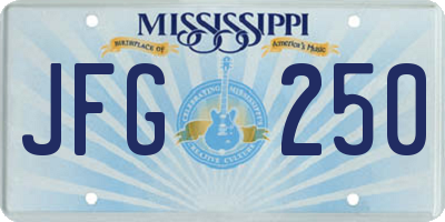 MS license plate JFG250