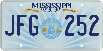 MS license plate JFG252