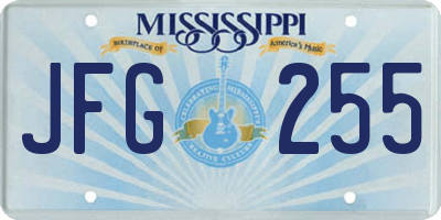MS license plate JFG255