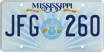 MS license plate JFG260