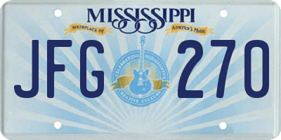 MS license plate JFG270