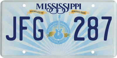 MS license plate JFG287
